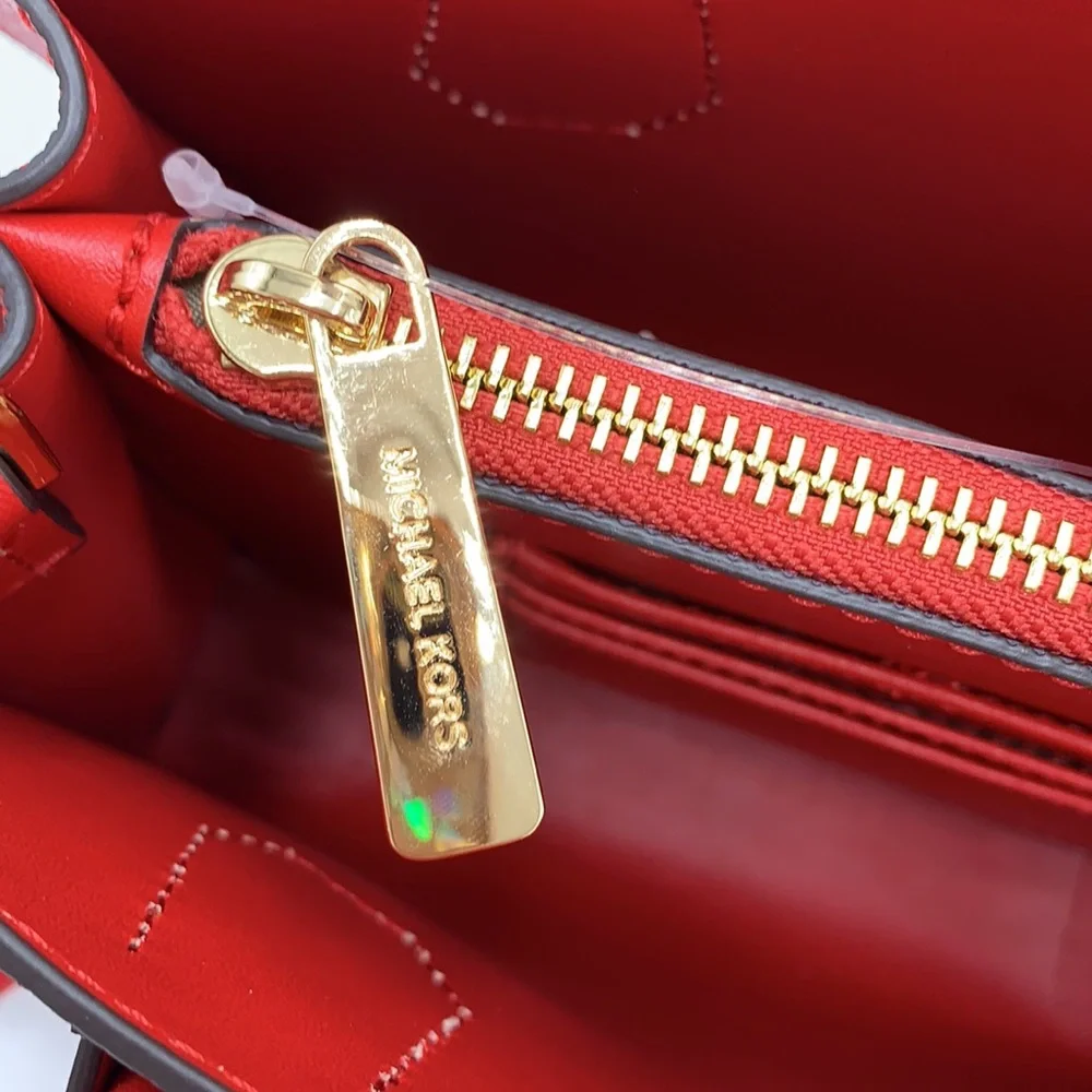 MICHAEL KORS MERCER MEDIUM MESSENGER CROSSBODY BAG FLAME COLOR - Picture 9 of 14